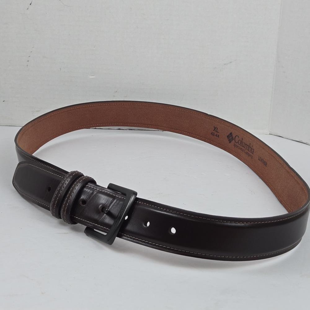 Columbia Belt Mens XL 42-44 Goose Lake Brown Leather Double Loop Preppy Outdoor